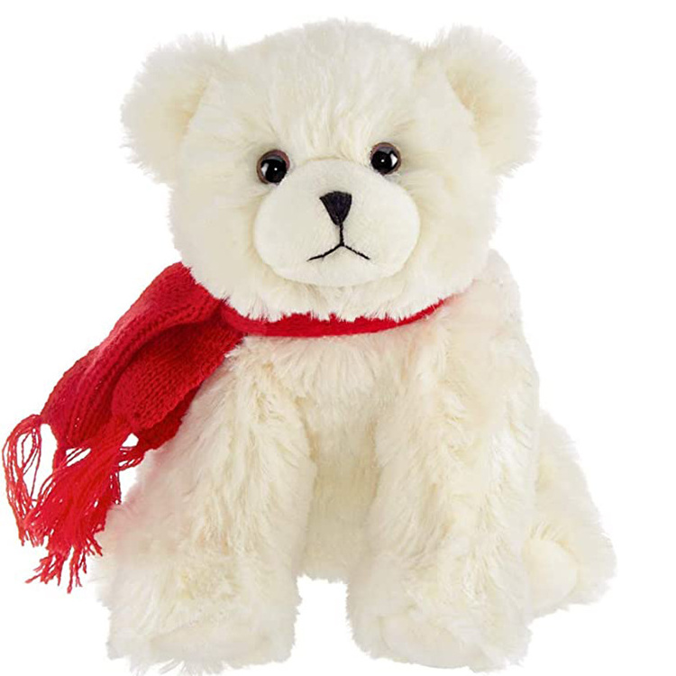 Cheap prices hot sale soft stuffed animal polar bear frosty plush toy with scarf for children