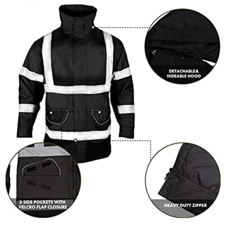 Clothing Insulated Men's Jacket Winter Waterproof Work Wear Hi Vis Hoodie Long Sleeve Safety Reflective Vest