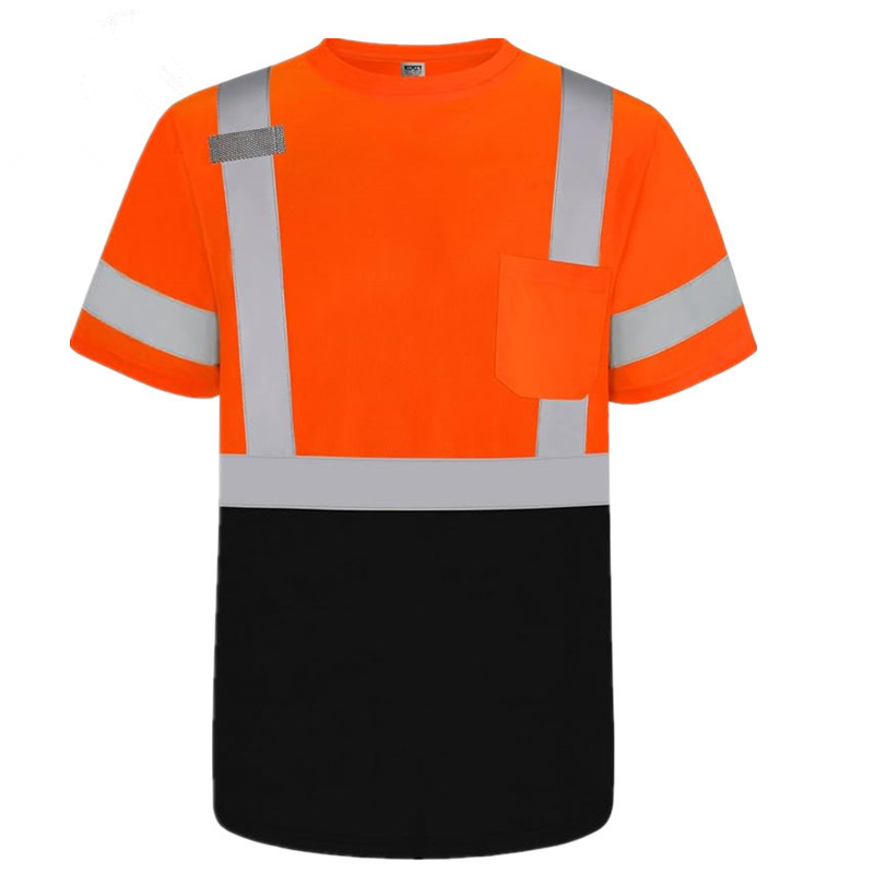 Fluorescent High Visibility Reflective Safety Short Sleeve Hi Vis Workwear Construction Men Women Workwear Shirt