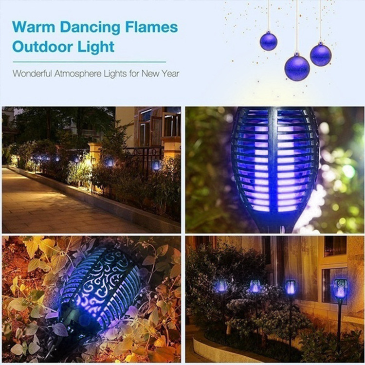 12LEDs Outdoor Solar Torches Lights Solar Flame Light With Purple Flame For Halloween Decorations