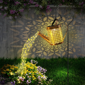 Waterproof Solar-Powered Garden Light Vintage Solar Watering Can Lantern for Outdoor Halloween