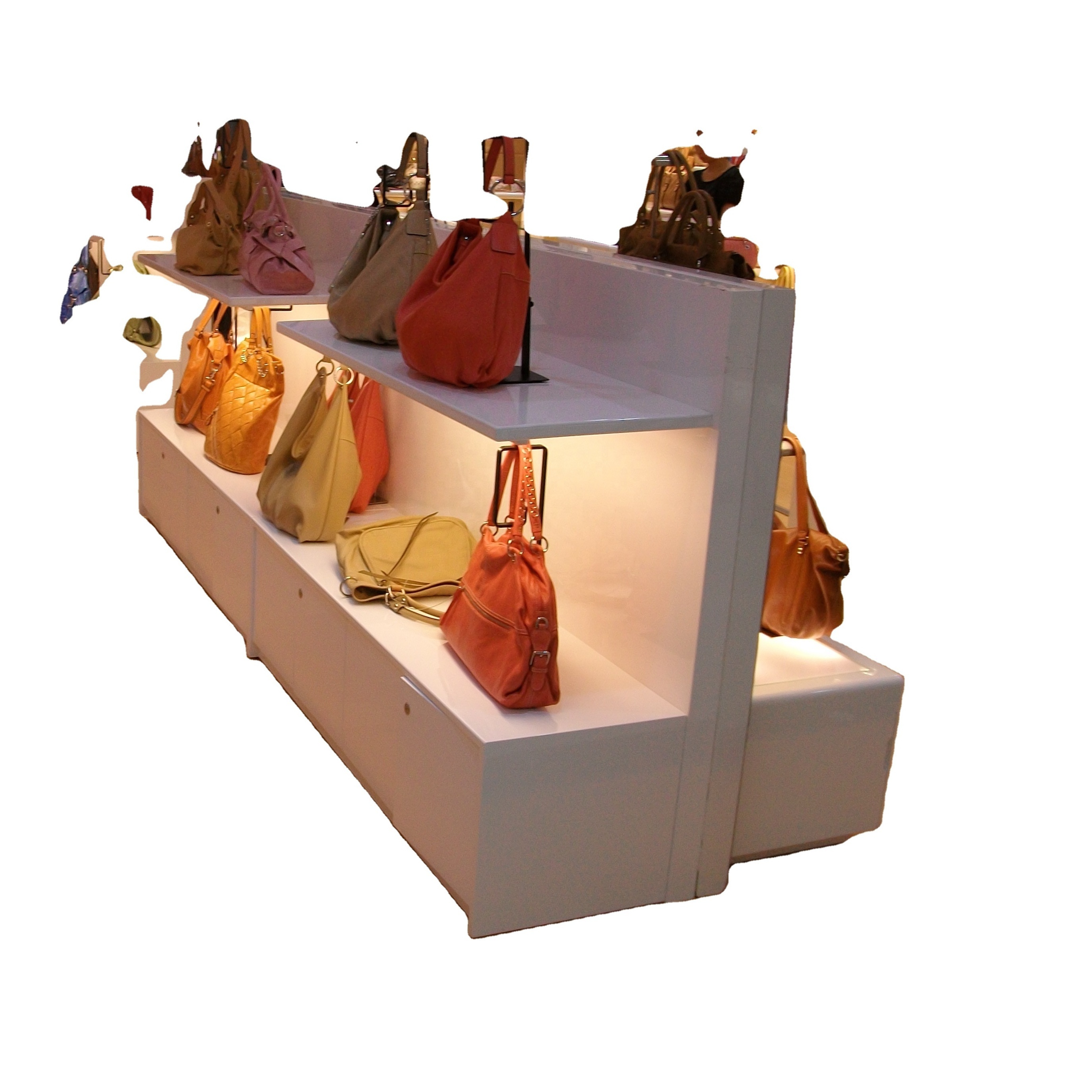 LUX Customized Customized Bilateral MDF Bags Display Stand Retail Boutique Bag Shop Shelf