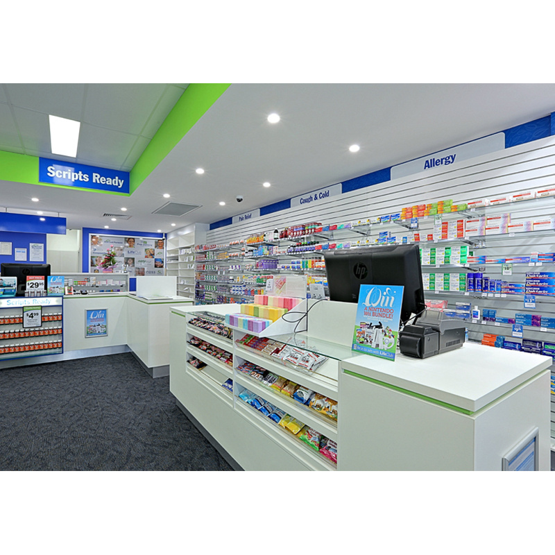 LUX Customized Retail Furniture Pharmacy Display Cabinet For Pharmacy Shop Interior Design