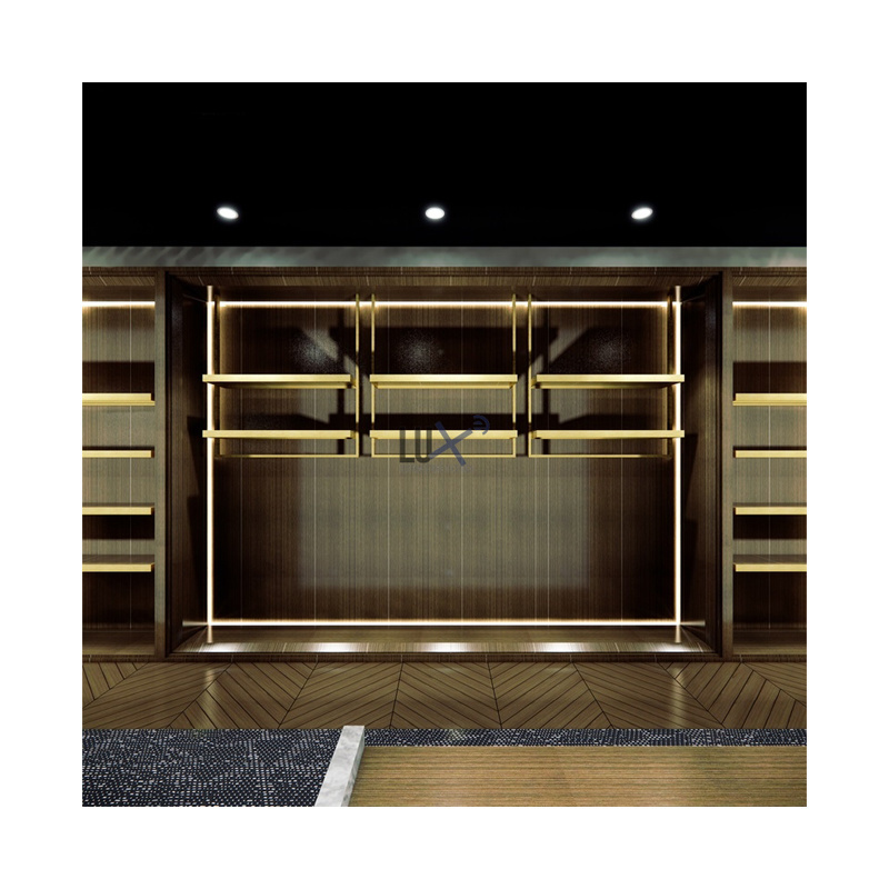 Modern Style Fancy Decorative Shop Shop Display Clothes Wood Rack Men Clothes Store Fixtures Fashion Clothes Store Decoration