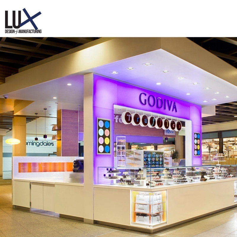 LUX Customized Modern Unique Candy Store Decoration Shopping Mall Food Kiosk Design For Sale