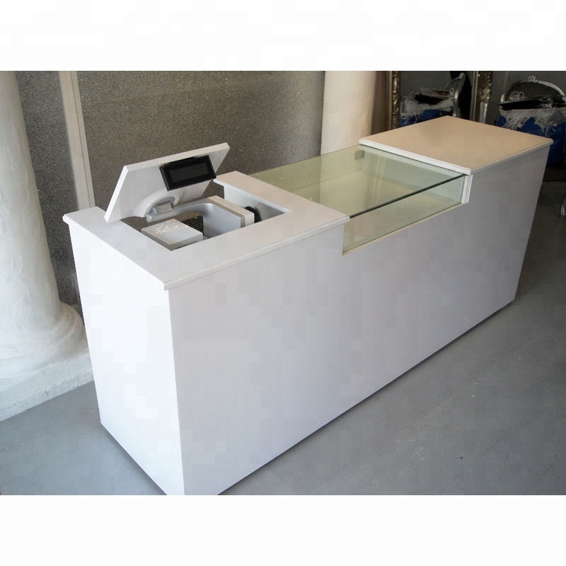 Custom Made High quality white modern check out counter for retail