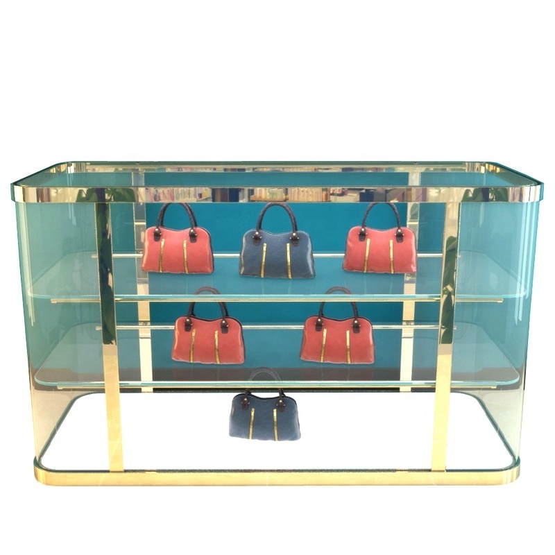 LUX Customized High End Handbag Display Showcase, Toughened Glass Cabinet For Bags