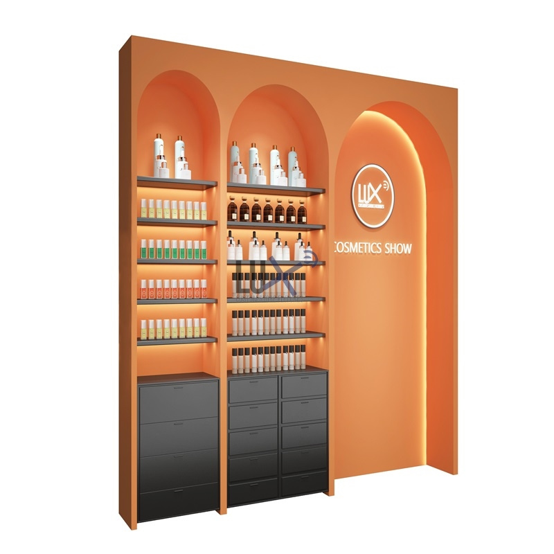 Customized Shopping Mall Wall Cosmetic Showcase Cosmetic Store Furniture Display Cabinet