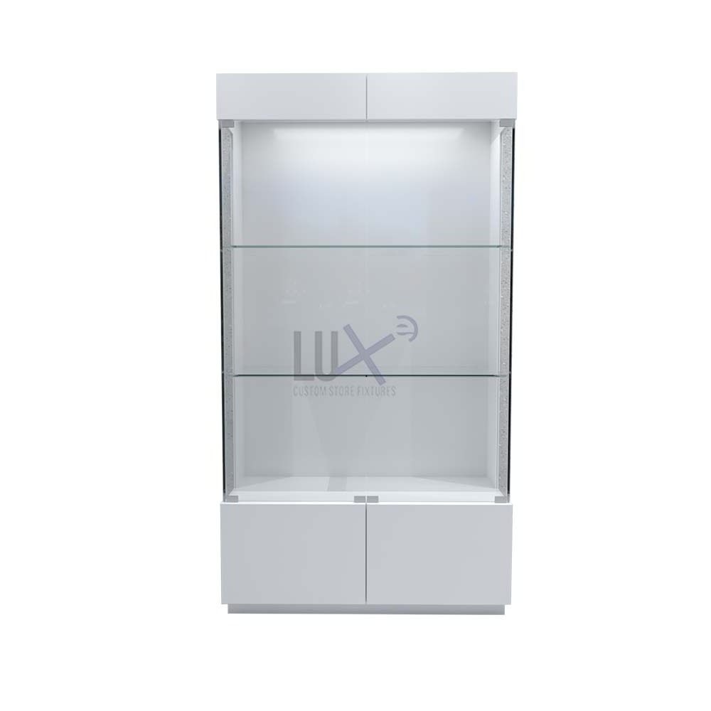 LUX Retail Custom Full Vision Showcase MDF Boards Market Shop Display Glass Cabinet