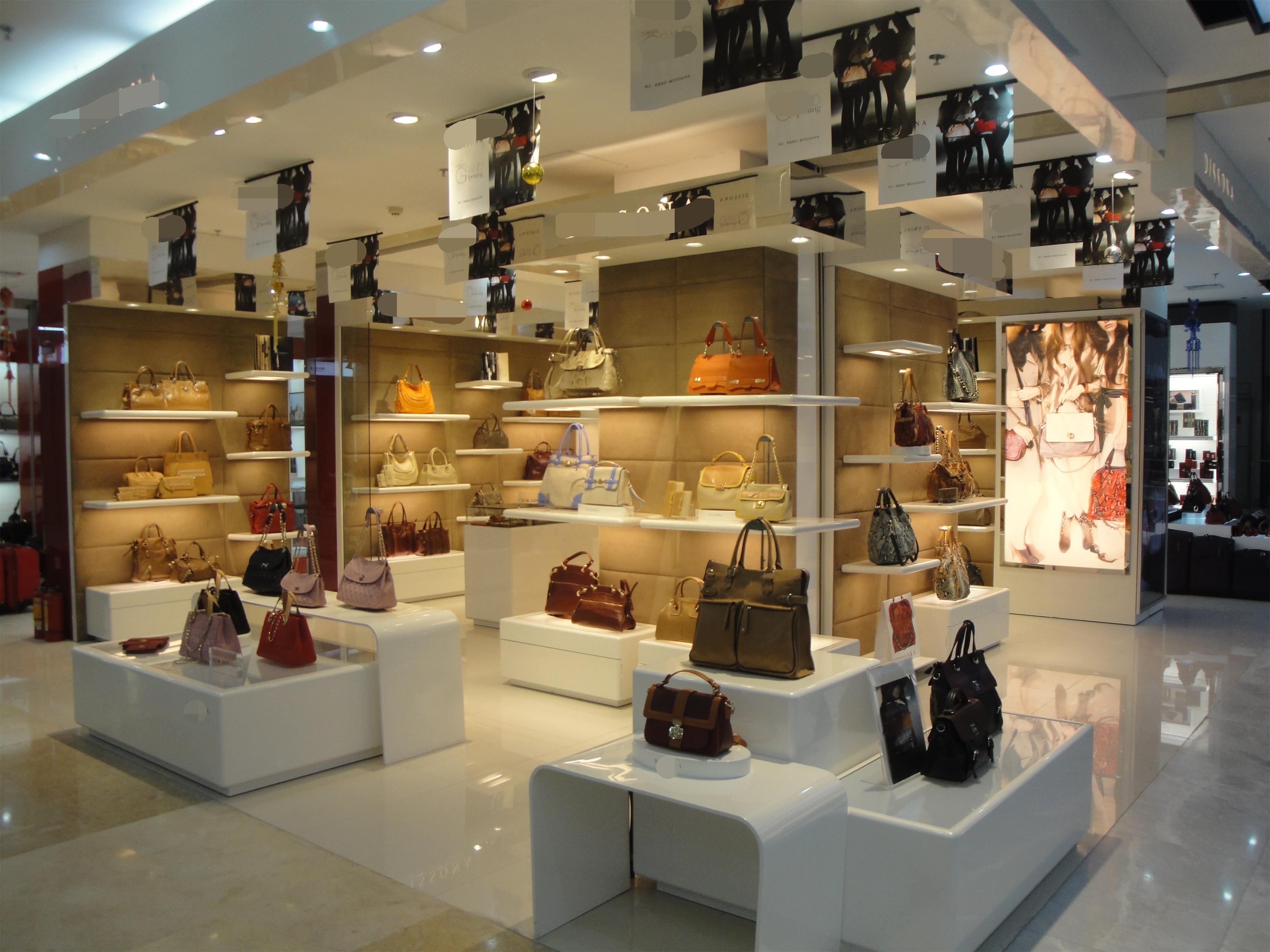 LUX Customized Customized Bilateral MDF Bags Display Stand Retail Boutique Bag Shop Shelf