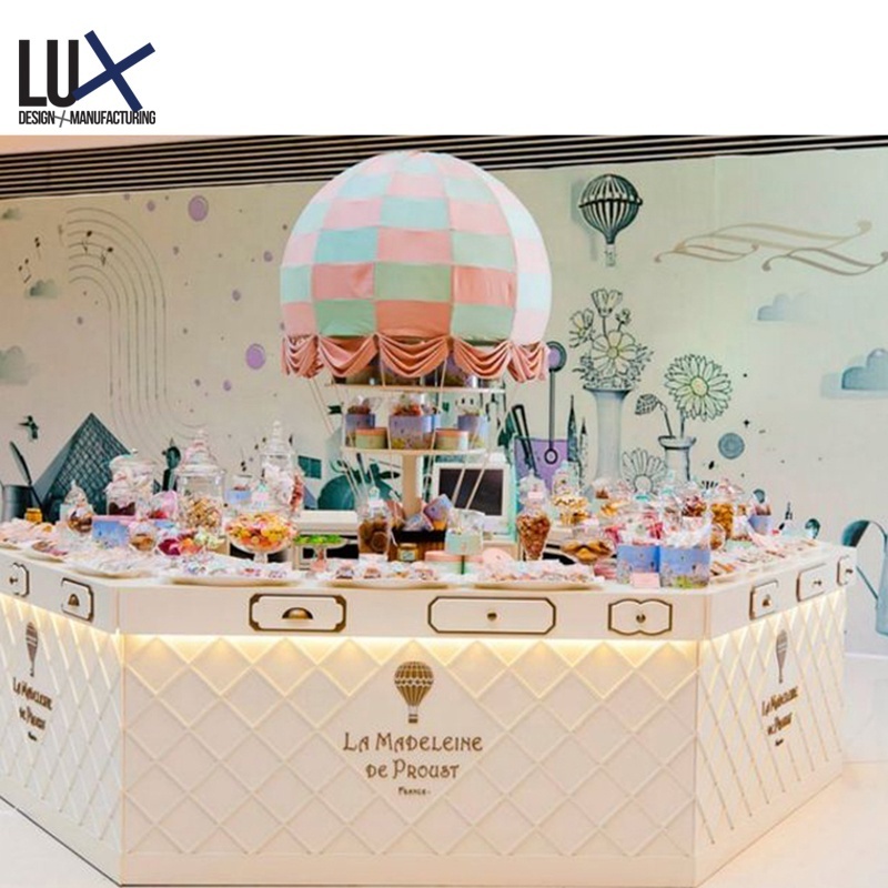 LUX Customized Sweet Candy Fruit Juice Bar Kiosk Counter Modern Shopping Mall Ice Cream Shop Furniture