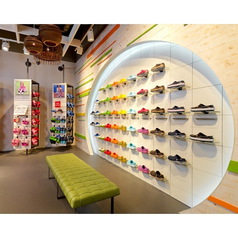 LUX Customized Shoe Store Kiosk Showcase Wall Display Design Shoe Shelves For Retail Store