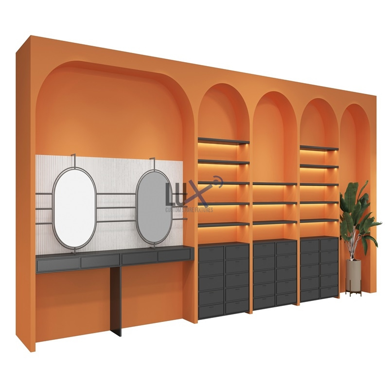 Customized Shopping Mall Wall Cosmetic Showcase Cosmetic Store Furniture Display Cabinet