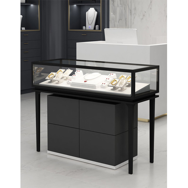 Customized Jewellery Showroom Counter Floor Standing Jewelry Cabinet Locking Jewelry Display Case