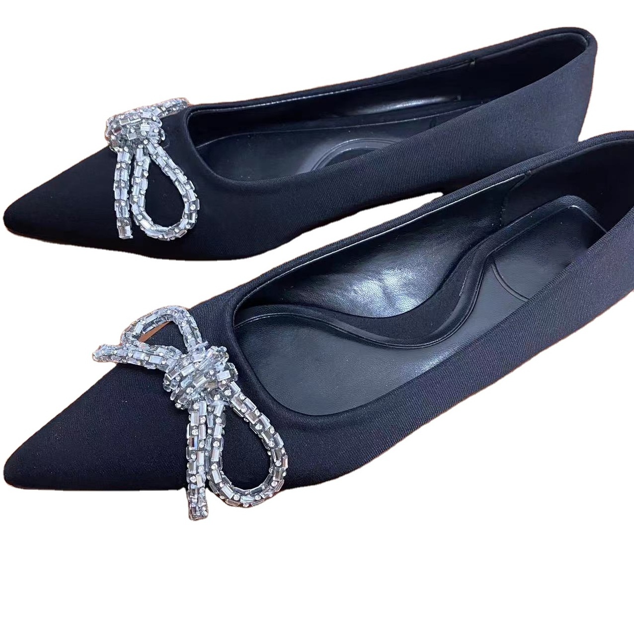 New Arrival Crystal bow flat shoes for ladies women new styles casual fashion wedding elegant Ladies shoes