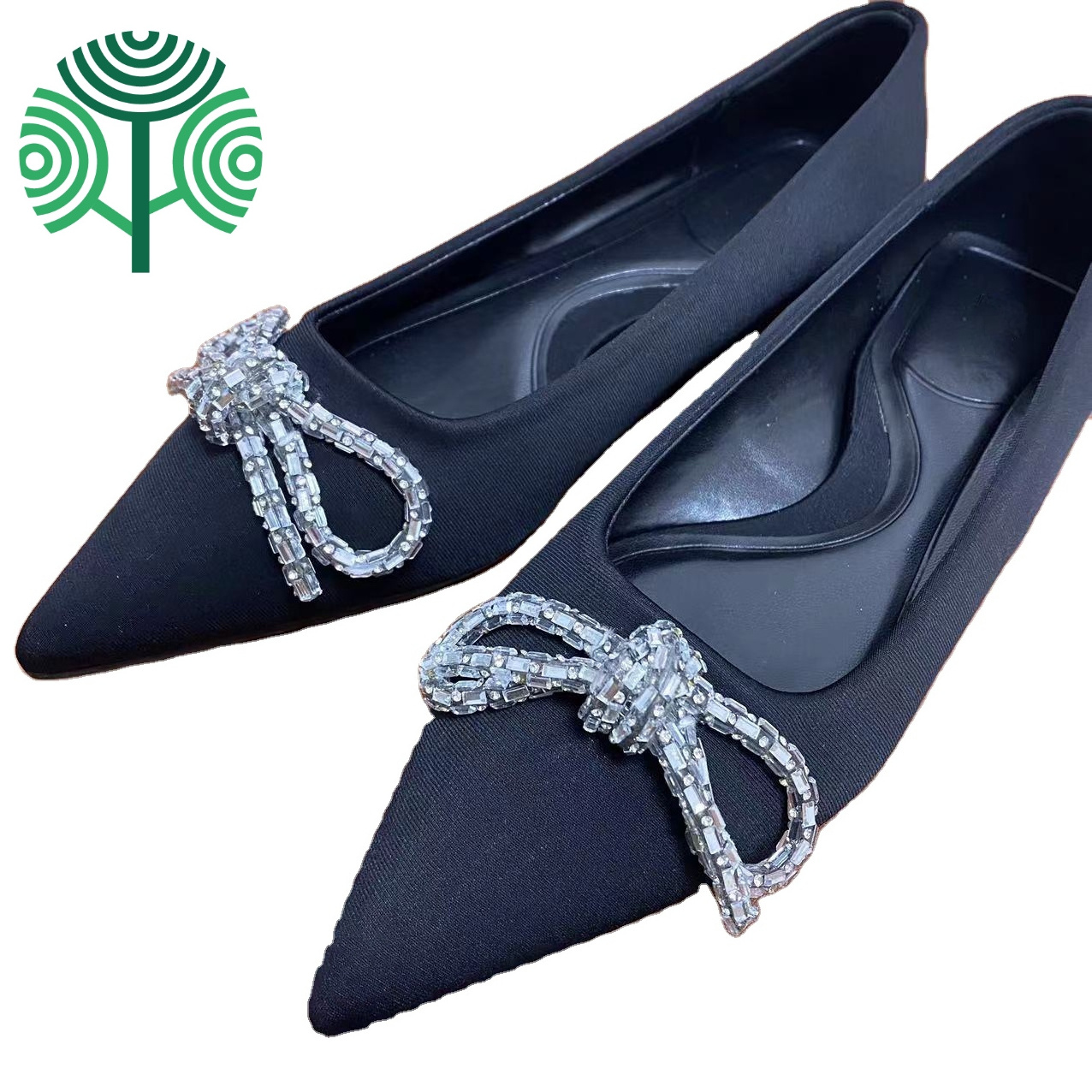 New Arrival Crystal bow flat shoes for ladies women new styles casual fashion wedding elegant Ladies shoes