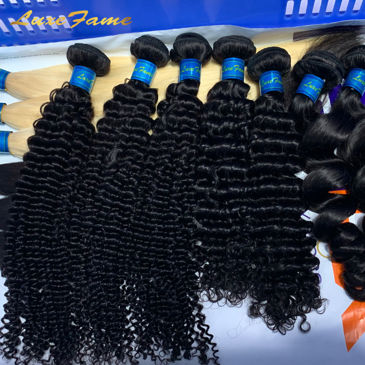 Luxefame Human Hair Bundles Raw Virgin Burmese Curly Hair Bundle,Pineapple Curly Wave Human Hair Extension For Black Women