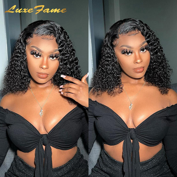 Fumi Mongolian Human Hair Half Wig With Bangs Full Machine Made Short Bob Rose Curly Brazilian Water Wave Wigs For Black Women