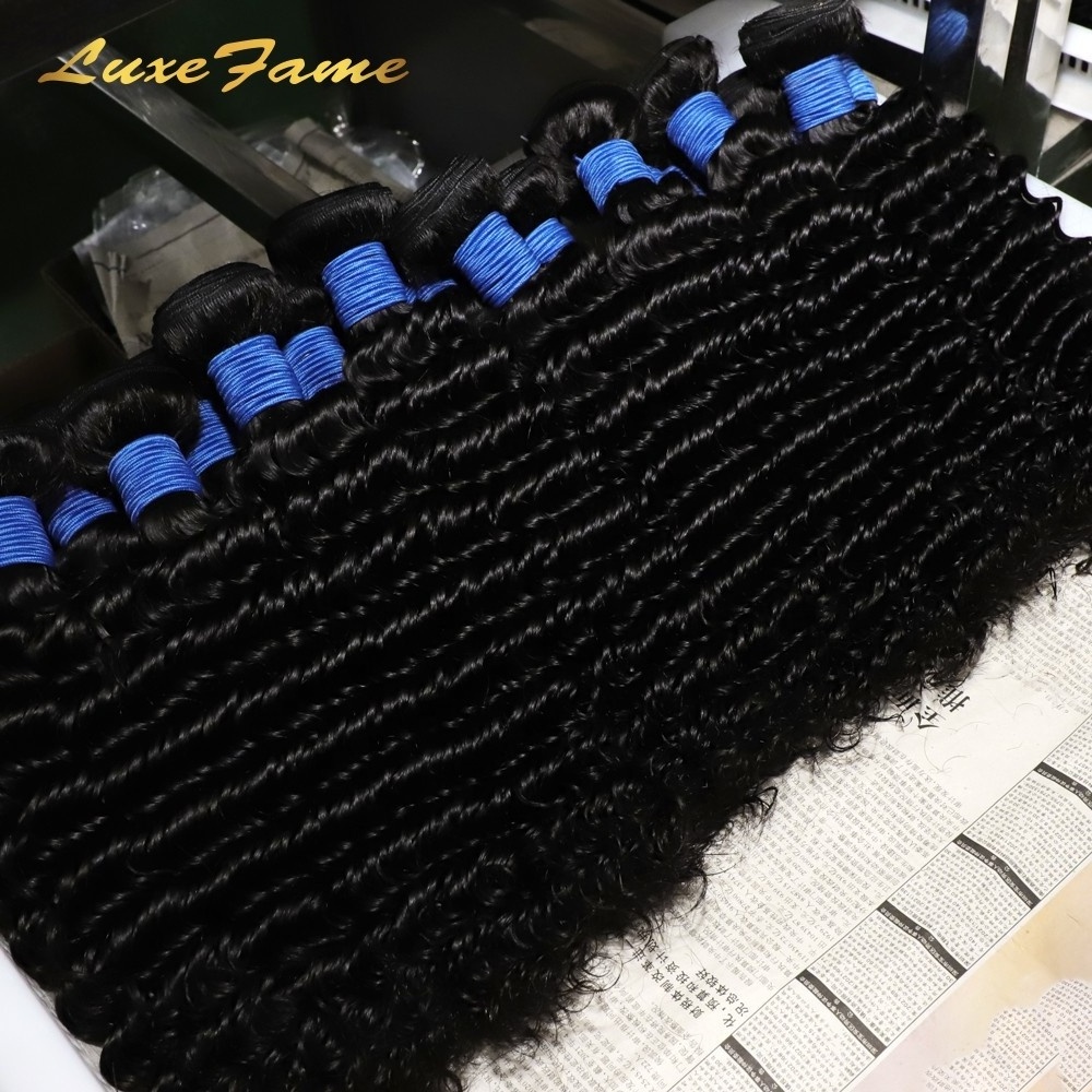 Luxefame hair bundle grade 9a 10-14 inch peruvian hair,deep beach curl sugar virgin hair, 11a grade hair weave for black women