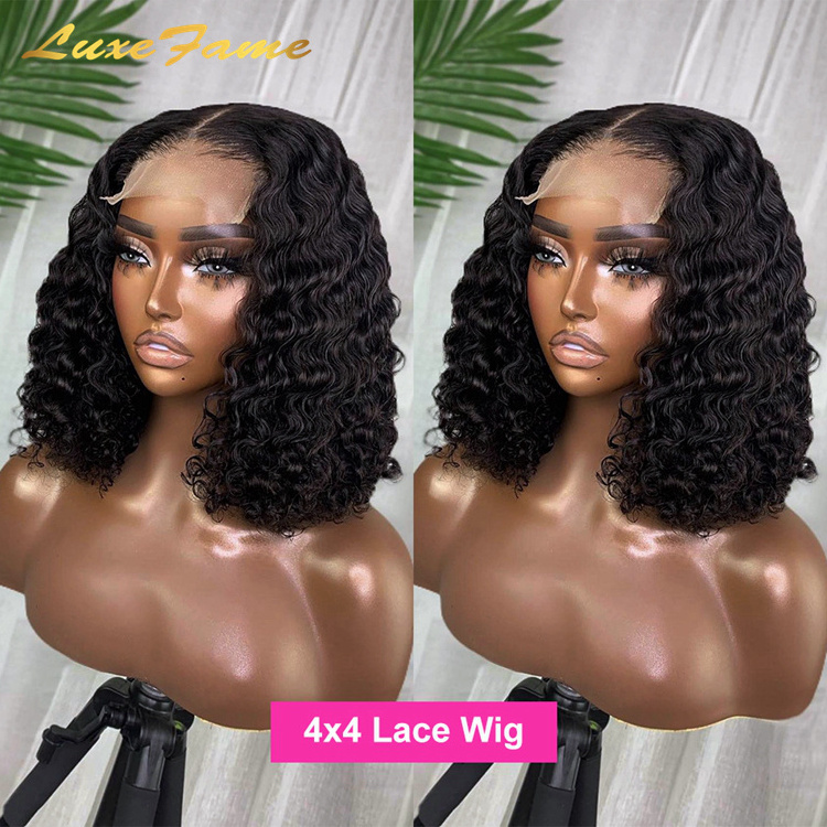 Fumi Mongolian Human Hair Half Wig With Bangs Full Machine Made Short Bob Rose Curly Brazilian Water Wave Wigs For Black Women