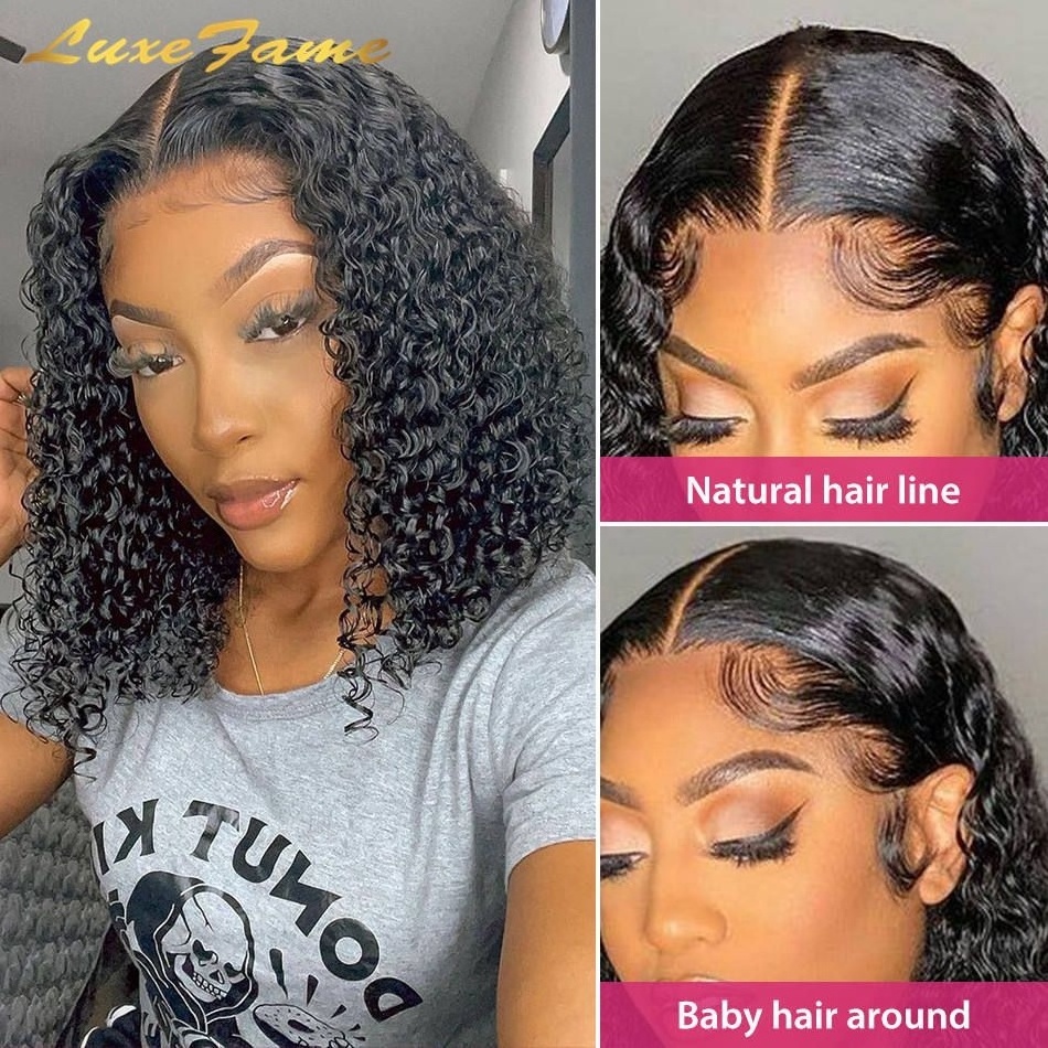 Indian Virgin Kinky Curly Human Hair Short Bob Wig,Double Drawn Human Hair Bob Wigs,Full Hd Lace Frontal Wigs For Black Women