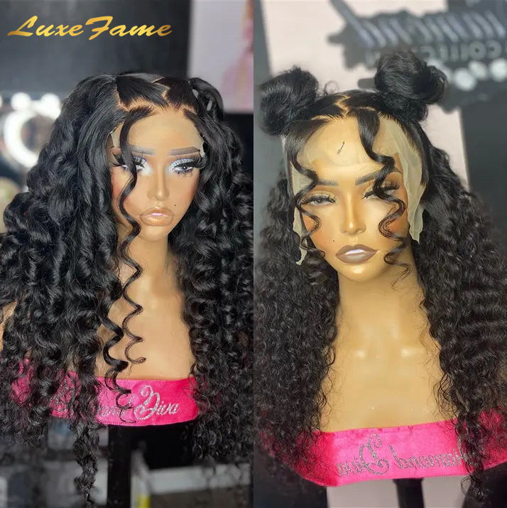 40 Inch Loose Deep Body Curly Wave Wig Vendor,Pre Plucked Glueless Full Hd Lace Wig,Bone Straight Human Hair Wig For Black Women