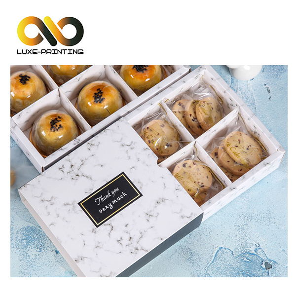 Sweet design luxury cookies packaging paper drawer box custom print divided cookies box