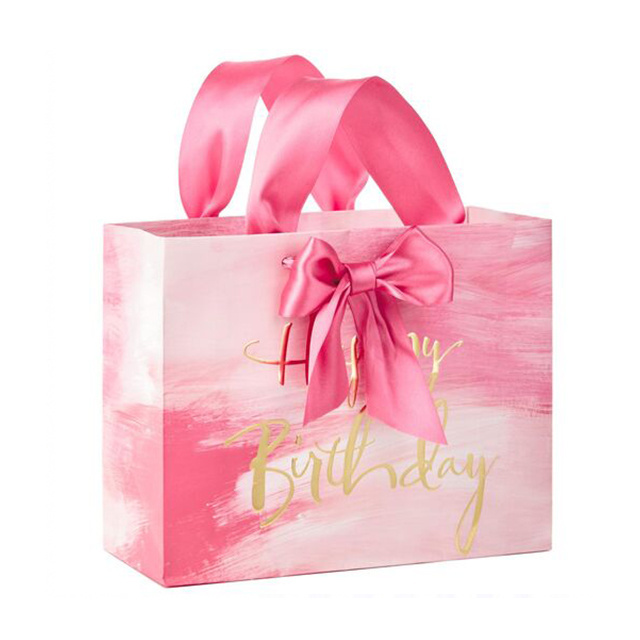 Luxurious Christmas gift packaging pink small door gift paper bag for wed