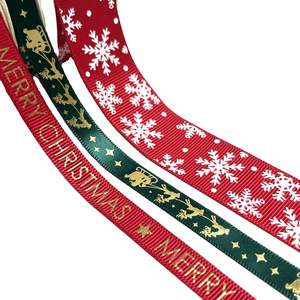 Wholesale Craft Wired Custom Color Pattern Polyester webbing Christmas decorate ribbon