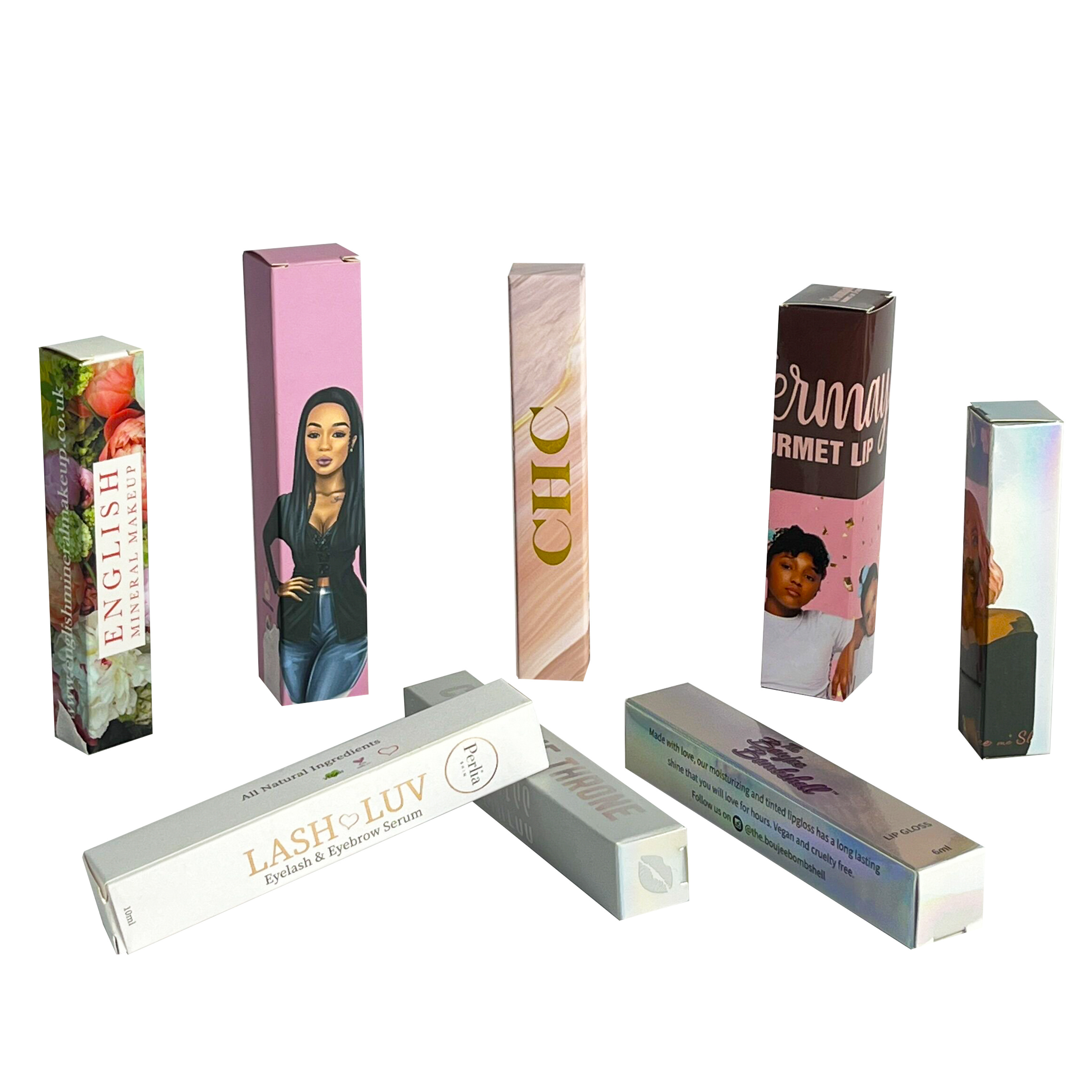 Hot Stamping Lipgloss Box Packaging Custom Lipsticks Box Print Cosmetic Products Packing Art Paper Disposable Custom Shape