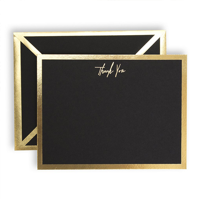 A6 C5 Standard size black kraft paper gold foil customize your logo design gum glue envelope