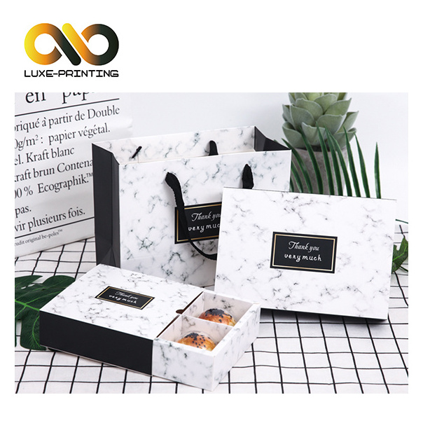 Sweet design luxury cookies packaging paper drawer box custom print divided cookies box