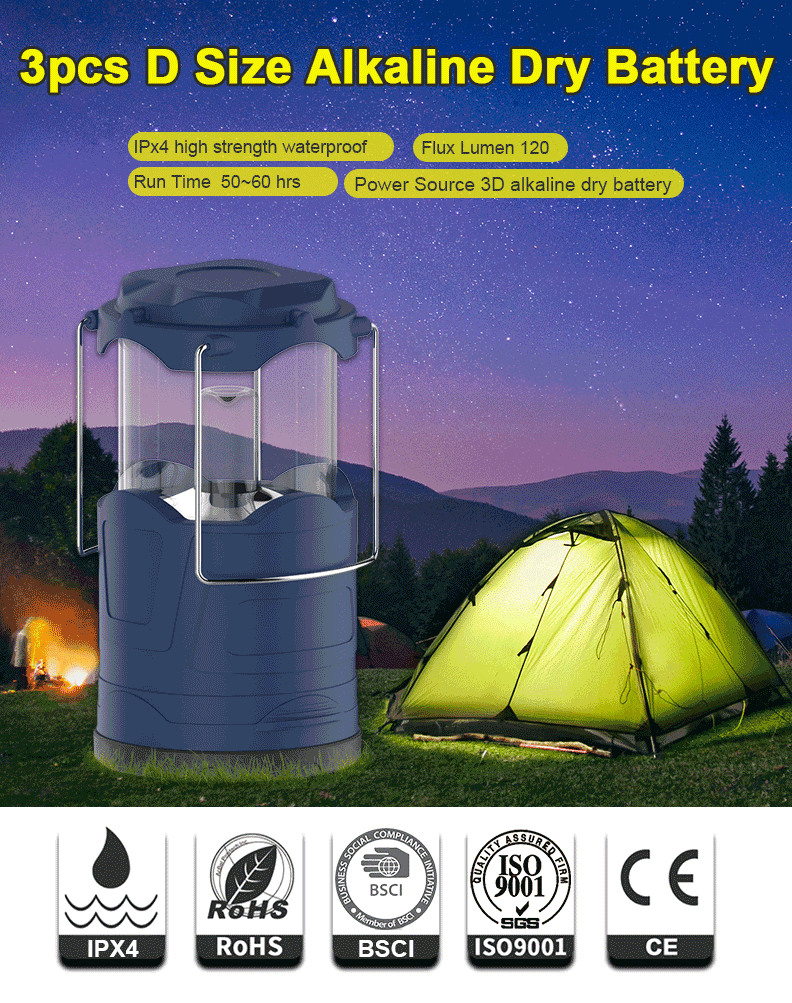 Portable Blue Handheld 1200 lumens Collapsible  Led Camping Light Lamp Lantern