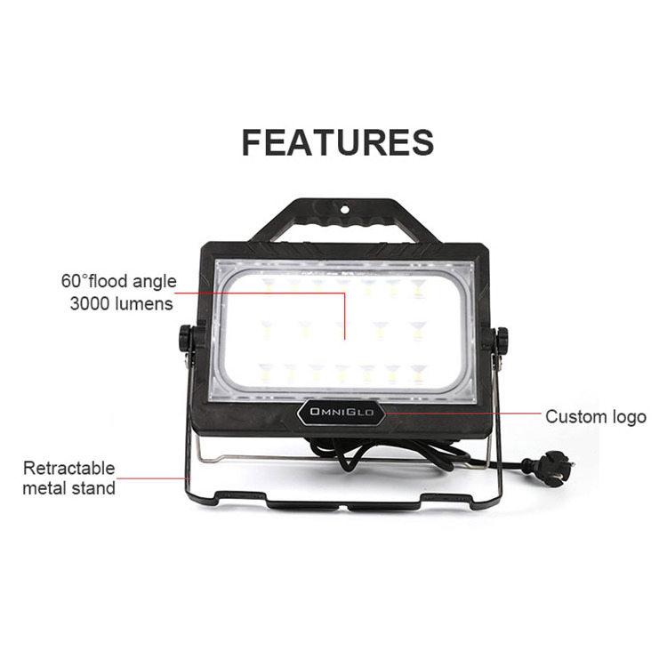 360 Degree Adjustment Flood Angle 6000 Lumens Work Light Portable Rechargeable Floodlight IP66 45W handybrite led floodlight