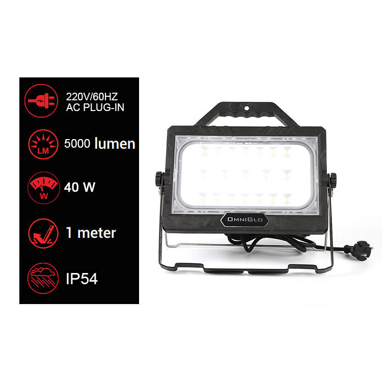 360 Degree Adjustment Flood Angle 6000 Lumens Work Light Portable Rechargeable Floodlight IP66 45W handybrite led floodlight