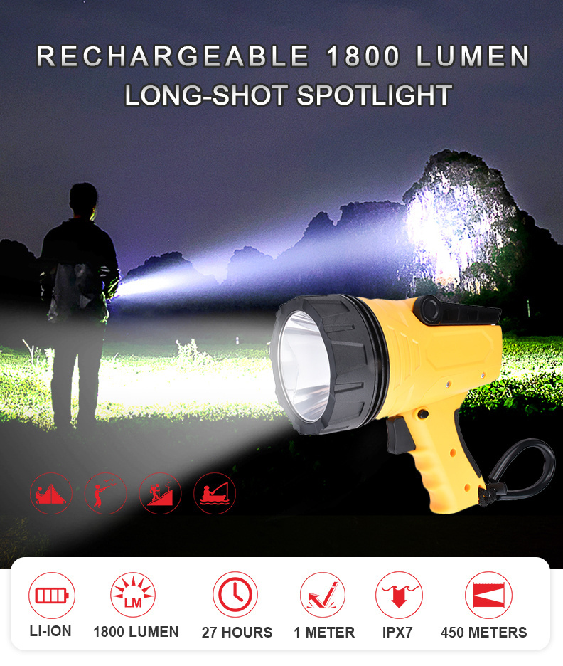 Handheld Multifunctional Outdoor Rechargeable Spotlight Led Hunting Light Searchlight Search Light 3Km