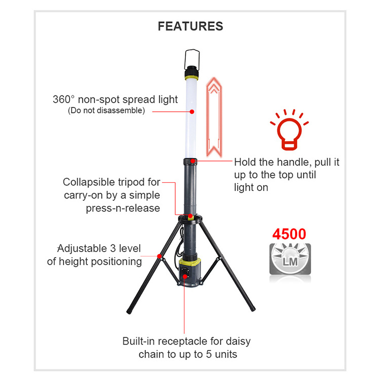 Outdoor inspection light led work light tripod portable working light For construction sites