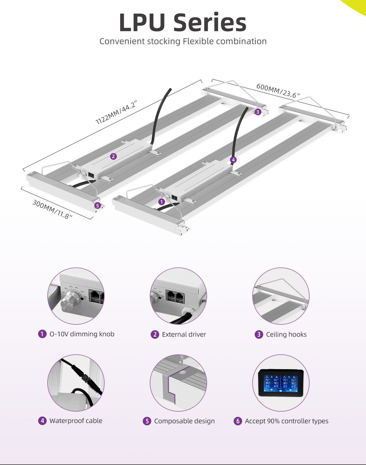 Hydroponics Indoor Plant LED Grow Clone Light 240w 480w 2ft 4ft Rack Vertical Farm Samsung Grow LED Clone Light Full Spectrum