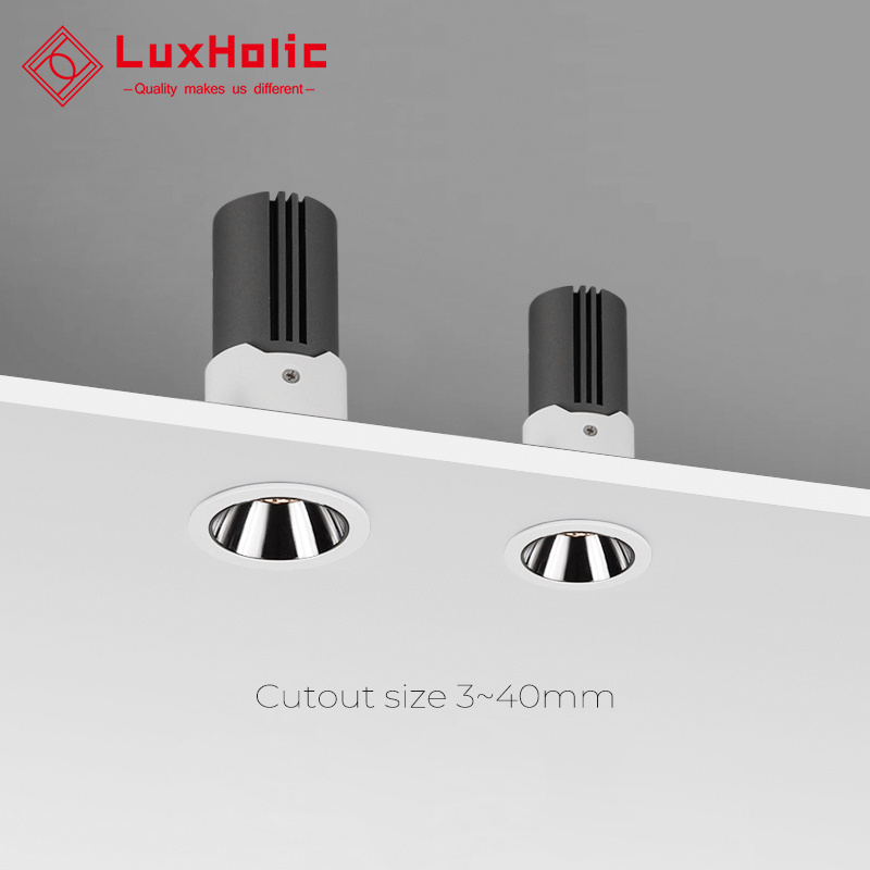 Aluminium Display Mini Anti-glare Spot Light 5W 10W 4000K Deep Recessed LED Small Downlight for Cabinet Showcase