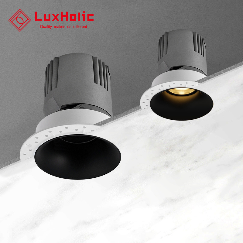 LuxHolic Commercial Aluminum Trimless LED Round Led Recessed Downlights IP20 Anti-Glare Down Lights Led Ceiling Light