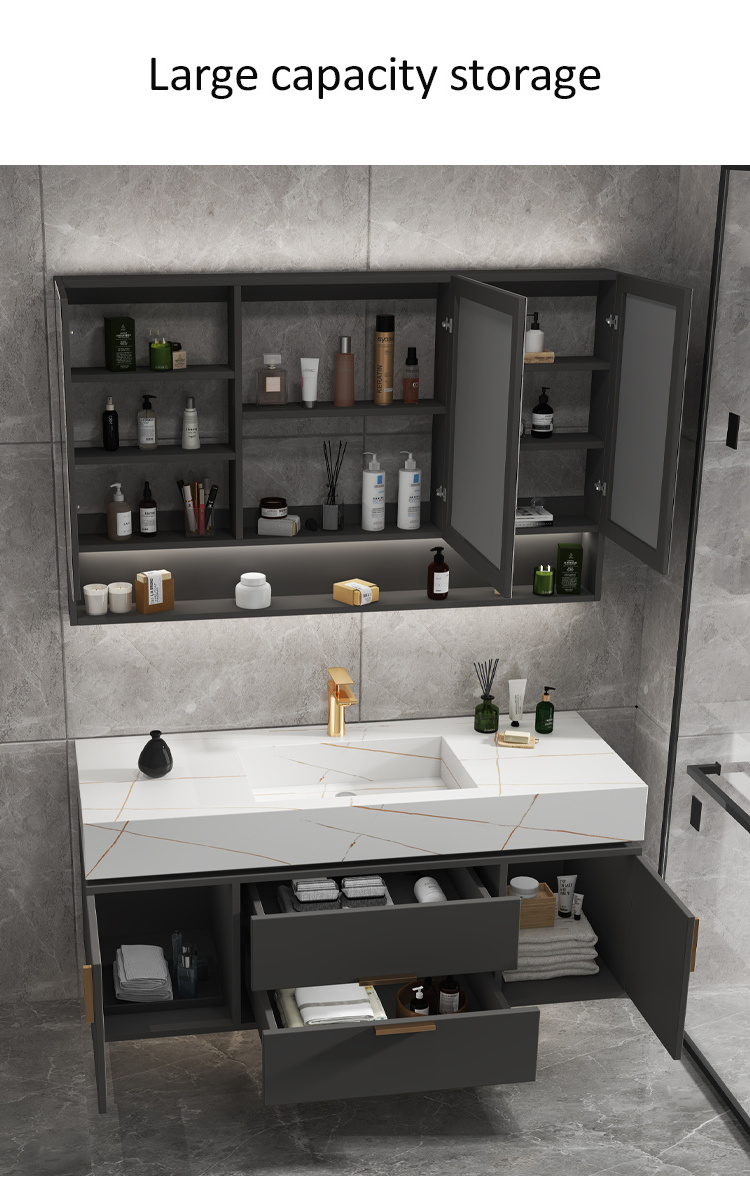 Modern Wash Basin With Mirror Wall Hanging Mounted Floating Bath Top Bathroom Vanity Cabinet Sets With Sink