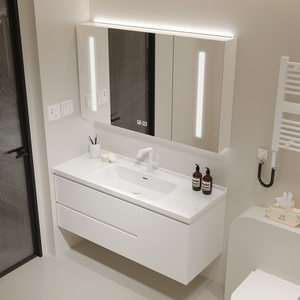 Modern  Floating Bathroom Vanities with Sink and Mirrors Wood Bathroom Cabinet Furniture Wash Basin Wall Mounted