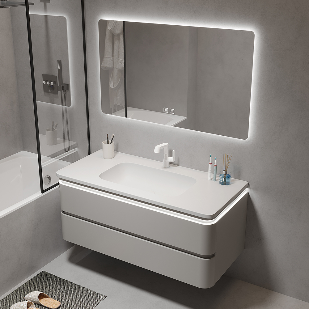 Intelligent LED Mirror cabinet for Bathroom Modern Solid Wood Design Accepted Customized Bathroom Vanity