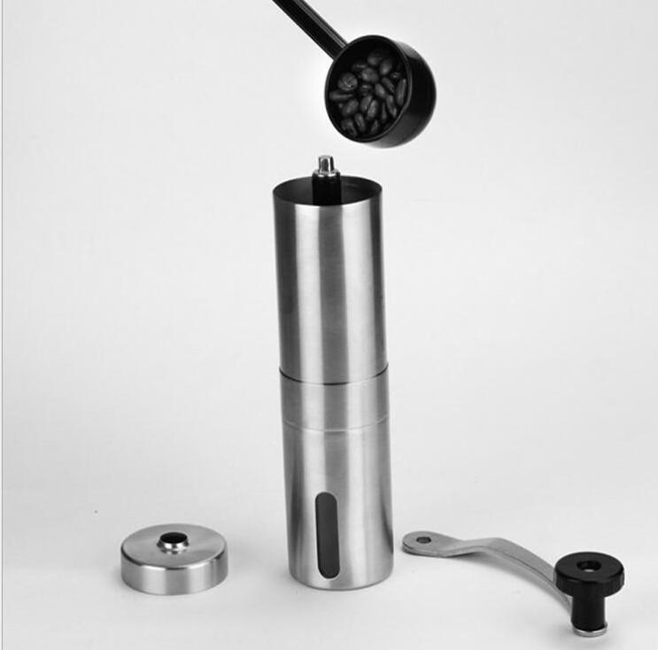 Stainless Steel Manual Conical Burr Coffee Bean Grinder with Hand Crank and 18 Adjustable Settings