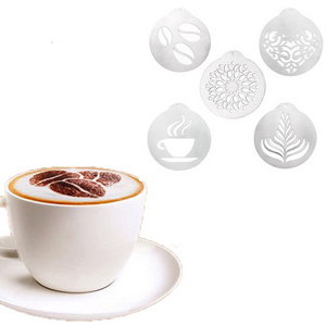 Top Seller 5 PCS Metal Stainless Steel 304  Coffee Art Stencils  Coffee Tea Drawing Lettering Decorating Template Stencil