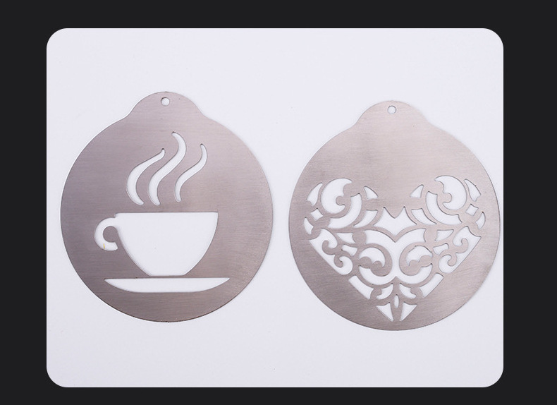 Top Seller 5 PCS Metal Stainless Steel 304  Coffee Art Stencils  Coffee Tea Drawing Lettering Decorating Template Stencil