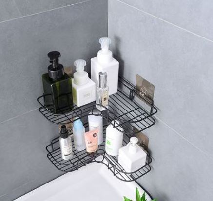 No Drilling No Punching Paste  Storage Holders & Racks Corner Storage Rack Bathroom Kitchen Iron Wall Shelf