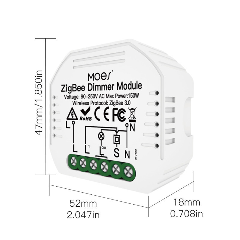 Tuya ZigBee 3.0 Mini Smart Wifi Light Dimmer Switch 100-240V 1-way Control Relay Automation Modules Work With Alexa Google Home