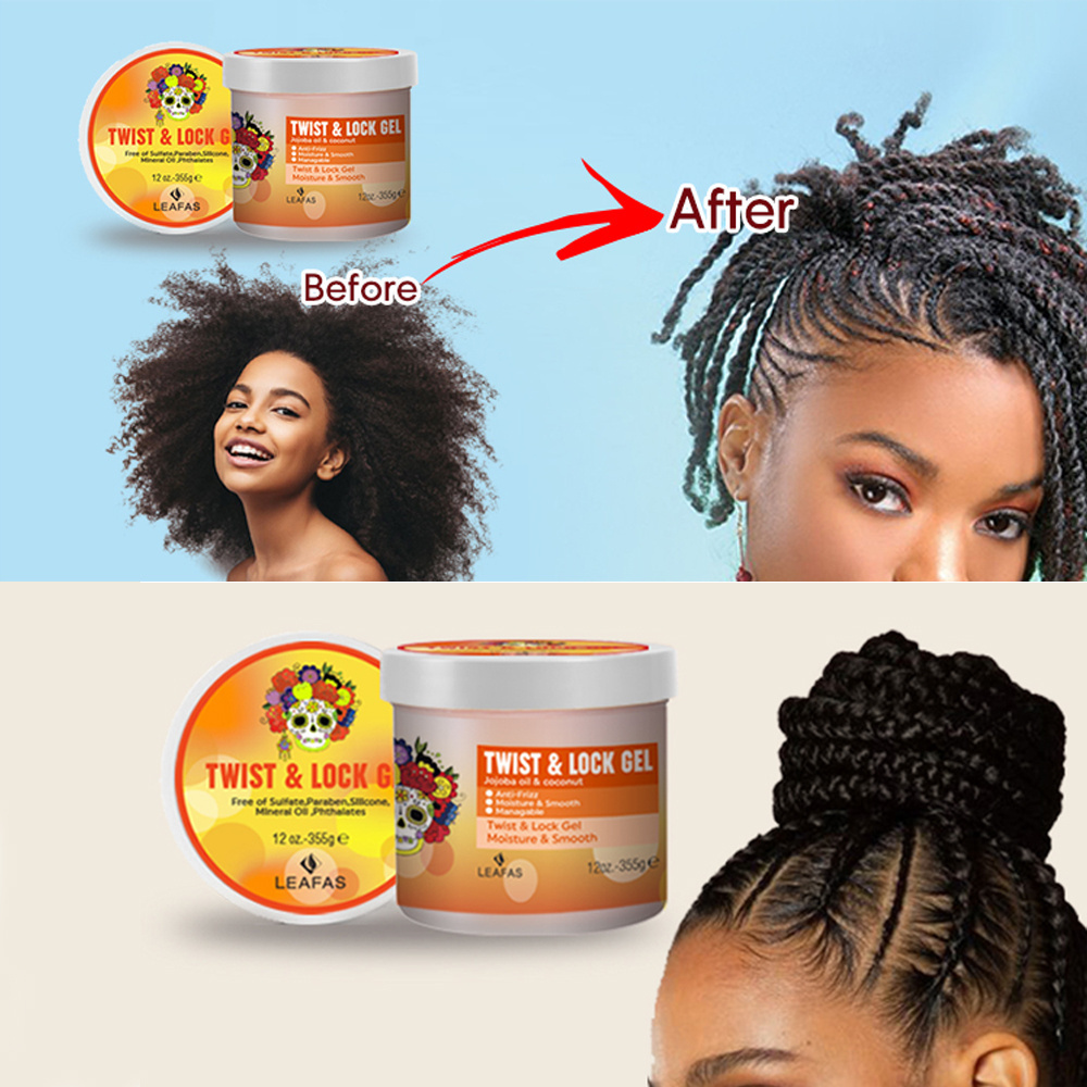 Private Label Wholesale Organic Hair Styling No Flake Strong Hold Twist Lock Braid Gel Hair Gel Edge Control For African