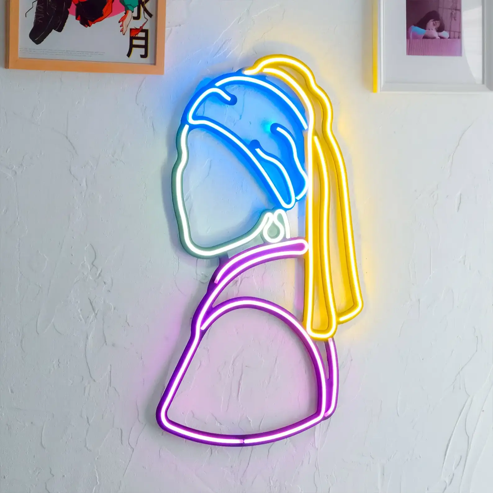 Meisje Neon Wall Art - Neon Wall decor, Neon Wall Sign, Home Decor, Led light, art painting ,Girl with a Pearl Earring, Hoagard